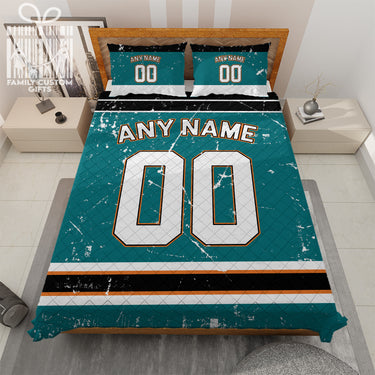 Custom Quilt Sets San Jose Jersey Personalized Ice hockey Premium Quilt Bedding for Men Women